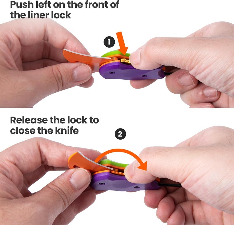 FUNBRO Small Pocket Knife for Men, Cool Folding Knife Box Cutter with 1.34 inch Sharp Blade, EDC Knives Tool for Everyday Carry, Great Gift for Men (Purple & Green) - Image 4